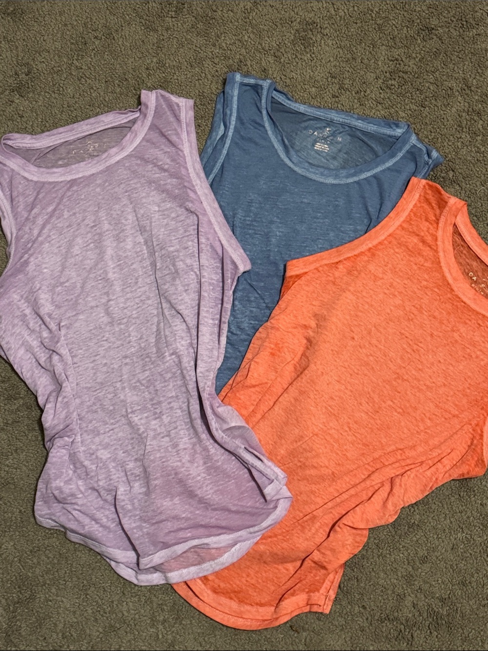 Danskin 3 Tank Bundle-Sz M-Blue/Purple/Orange-Cotton Blend-Slightly Sheer